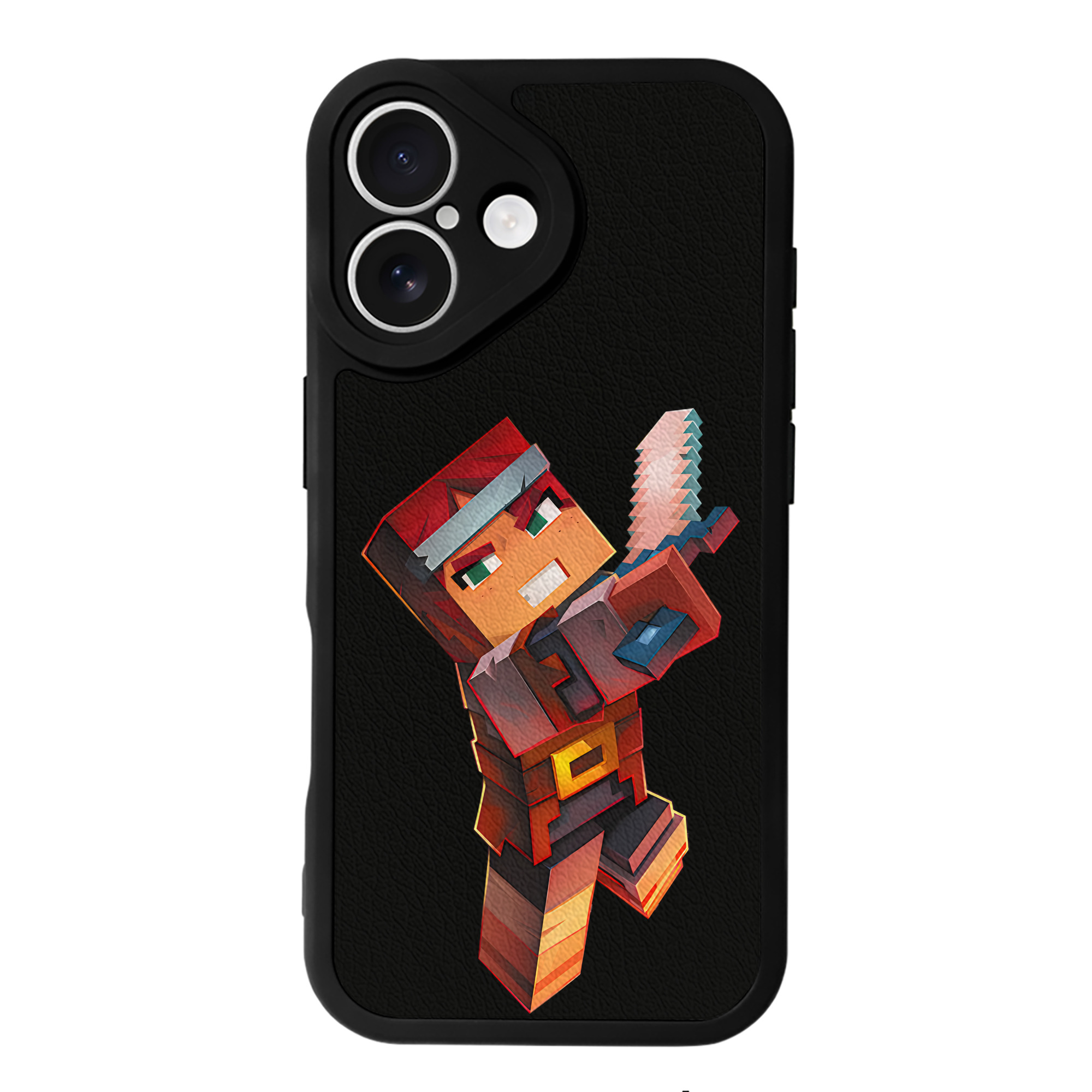 （画像用） マインクラフト ブロックの世界 Minecraft MC Block world 【iPhone 16シリーズ対応】シリコンスマホケース（レザー調） 材質：シリコン